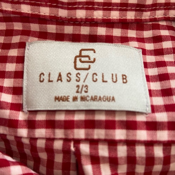 NWOT Class Club Size 2/3 Red and White Checkered Button-Up Shirt - Picture 3 of 5
